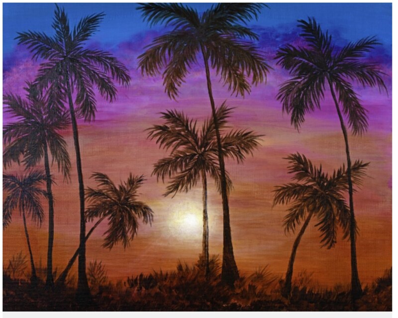 Palm tree acrylic painting deals